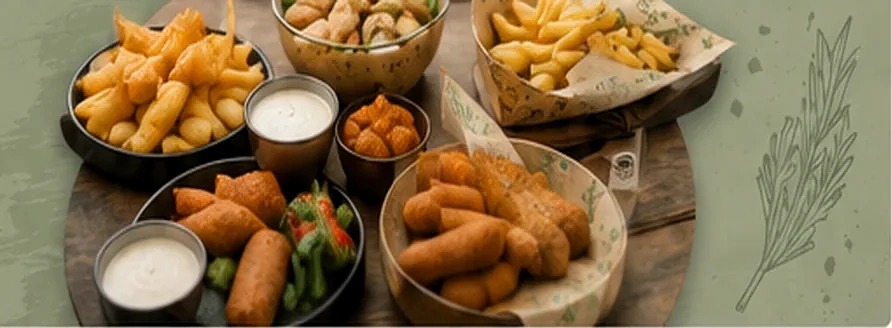 Cateringplank met snacks van Gregs Snacks